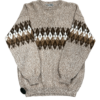 Beżowy Vintage Sweter Romby (m)